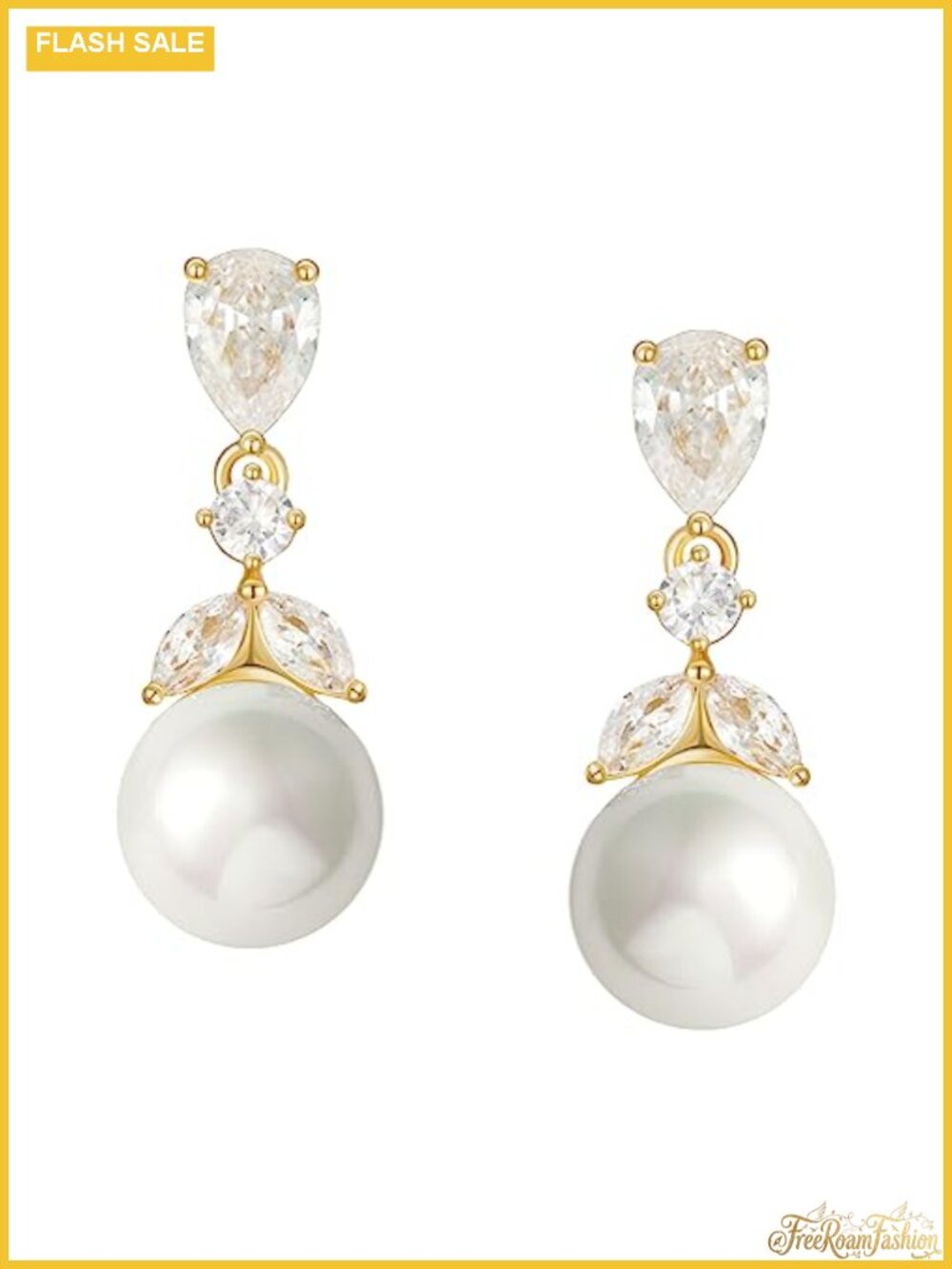 Cubic Zirconia Pearl Drop Wedding Earrings Hypoallergenic Bridal Jewelry